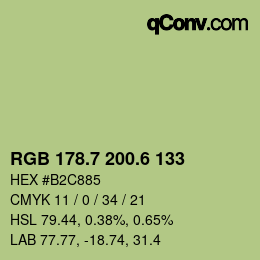 カラーコード: RGB 178.7 200.6 133 | qconv.com
