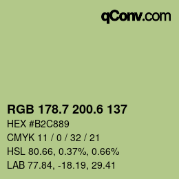 カラーコード: RGB 178.7 200.6 137 | qconv.com