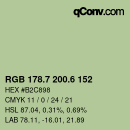 カラーコード: RGB 178.7 200.6 152 | qconv.com