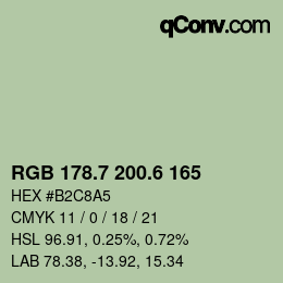 カラーコード: RGB 178.7 200.6 165 | qconv.com
