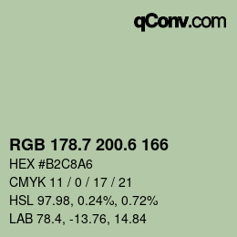 カラーコード: RGB 178.7 200.6 166 | qconv.com