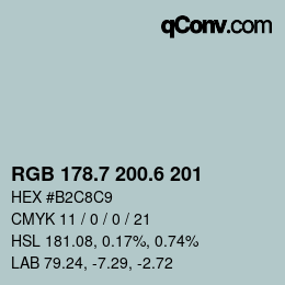 カラーコード: RGB 178.7 200.6 201 | qconv.com