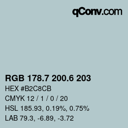 カラーコード: RGB 178.7 200.6 203 | qconv.com