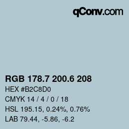 カラーコード: RGB 178.7 200.6 208 | qconv.com