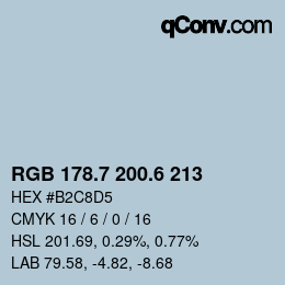 カラーコード: RGB 178.7 200.6 213 | qconv.com