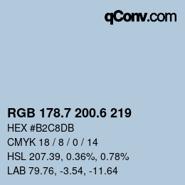 カラーコード: RGB 178.7 200.6 219 | qconv.com