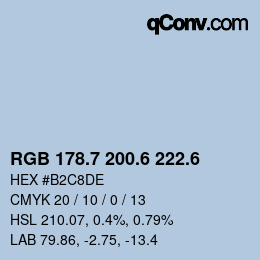カラーコード: RGB 178.7 200.6 222.6 | qconv.com