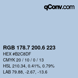 カラーコード: RGB 178.7 200.6 223 | qconv.com