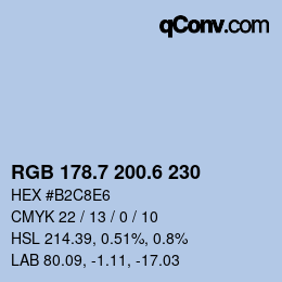 カラーコード: RGB 178.7 200.6 230 | qconv.com