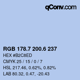 カラーコード: RGB 178.7 200.6 237 | qconv.com
