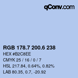 カラーコード: RGB 178.7 200.6 238 | qconv.com