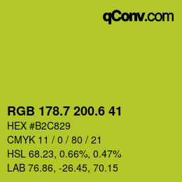 カラーコード: RGB 178.7 200.6 41 | qconv.com