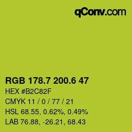 カラーコード: RGB 178.7 200.6 47 | qconv.com