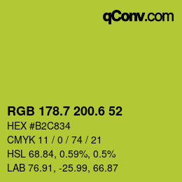 カラーコード: RGB 178.7 200.6 52 | qconv.com