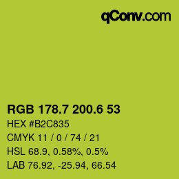 カラーコード: RGB 178.7 200.6 53 | qconv.com