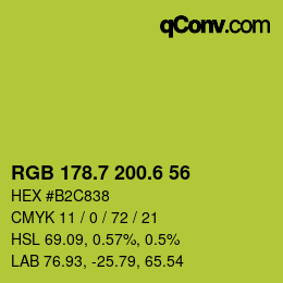 カラーコード: RGB 178.7 200.6 56 | qconv.com
