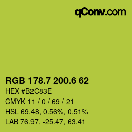 カラーコード: RGB 178.7 200.6 62 | qconv.com