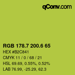 カラーコード: RGB 178.7 200.6 65 | qconv.com