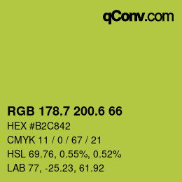 カラーコード: RGB 178.7 200.6 66 | qconv.com