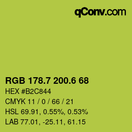 カラーコード: RGB 178.7 200.6 68 | qconv.com