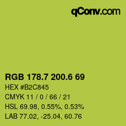 カラーコード: RGB 178.7 200.6 69 | qconv.com