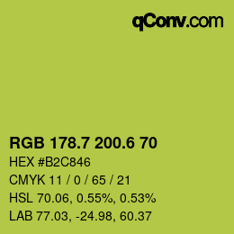 カラーコード: RGB 178.7 200.6 70 | qconv.com