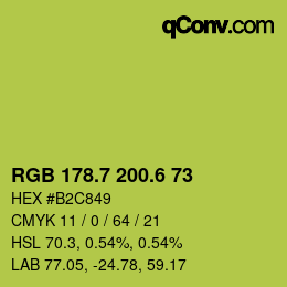 カラーコード: RGB 178.7 200.6 73 | qconv.com
