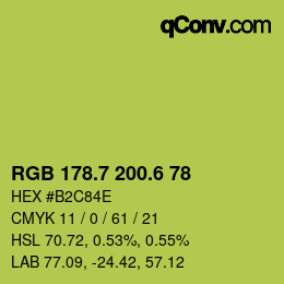 カラーコード: RGB 178.7 200.6 78 | qconv.com