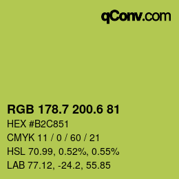 カラーコード: RGB 178.7 200.6 81 | qconv.com