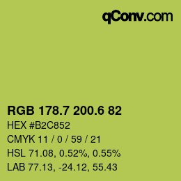 カラーコード: RGB 178.7 200.6 82 | qconv.com