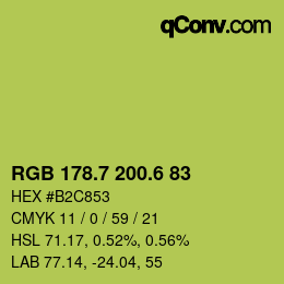 カラーコード: RGB 178.7 200.6 83 | qconv.com