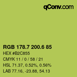 カラーコード: RGB 178.7 200.6 85 | qconv.com