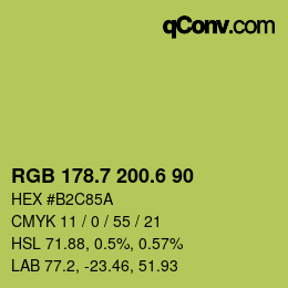 カラーコード: RGB 178.7 200.6 90 | qconv.com