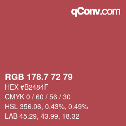 カラーコード: RGB 178.7 72 79 | qconv.com