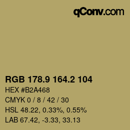 Color code: RGB 178.9 164.2 104 | qconv.com