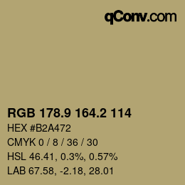 Color code: RGB 178.9 164.2 114 | qconv.com