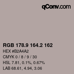 Color code: RGB 178.9 164.2 162 | qconv.com