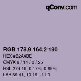 Color code: RGB 178.9 164.2 190 | qconv.com
