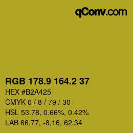 カラーコード: RGB 178.9 164.2 37 | qconv.com