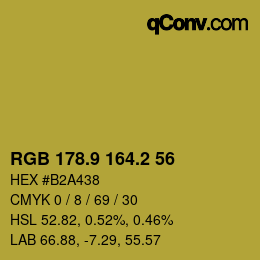 カラーコード: RGB 178.9 164.2 56 | qconv.com