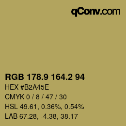 Color code: RGB 178.9 164.2 94 | qconv.com