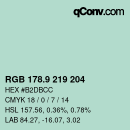 カラーコード: RGB 178.9 219 204 | qconv.com