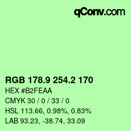 カラーコード: RGB 178.9 254.2 170 | qconv.com