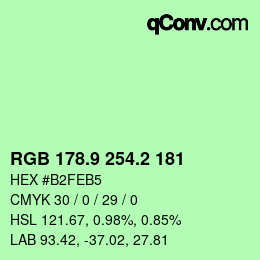 カラーコード: RGB 178.9 254.2 181 | qconv.com