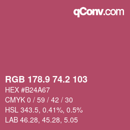 カラーコード: RGB 178.9 74.2 103 | qconv.com