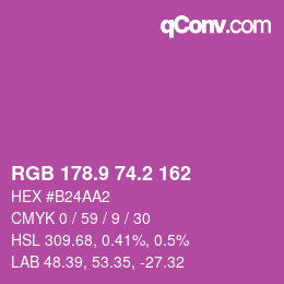 カラーコード: RGB 178.9 74.2 162 | qconv.com