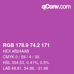 カラーコード: RGB 178.9 74.2 171 | qconv.com