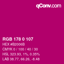颜色代码: RGB 178 0 107 | qconv.com