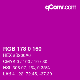 Color code: RGB 178 0 160 | qconv.com