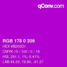 Color code: RGB 178 0 209 | qconv.com